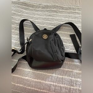 Tommy Hilfiger Mini Backpack Purse Gold Logo Black Adjustable Strap Pockets